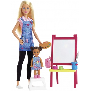 barbie-muneca-careers-maestra-arte-con-nina