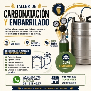 TALLER DE CARBONATACION Y EMBARRILADO  5 JULIO 2026