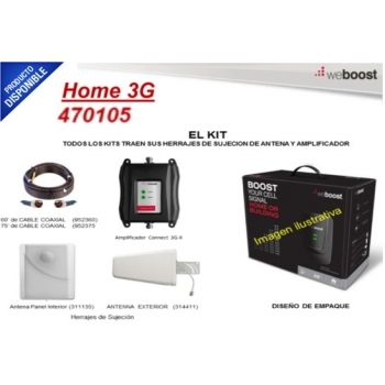 Kit repetidor Doble Banda para cobertura celular, especial para 3G (H+) y 2G (E), cubre áreas de hasta 800m².  470105
