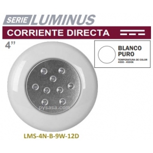 Lámpara Led para piscina serie Luminus marca Panda, Blanco, 9Watts, 12VCD, Bisel en plástico ABS, 4