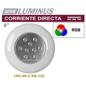 Lámpara Led para piscina serie Luminus marca Panda, Colores RGB, 9Watts, 12VCD, Bisel en plástico ABS, 4