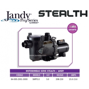 Motobomba STEALTH  Modelo SHPF3.0, 3HP, 1F, 230 Volts - Jandy