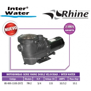 Motobomba RHINE DOBLE VELOCIDAD, 3/4 HP, Modelo 7RI-2  - Inter Water