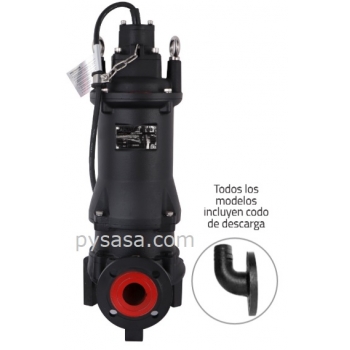 Motobomba sumergible Trituradora Altamira, 5 Hp, 3 Fases, 230 Volts, Descarga 2