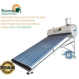 Calentador Solar para Servicios de Agua en Alta Presión (Hidroneumático) marca Sunnergy, 132 Litros Nominales