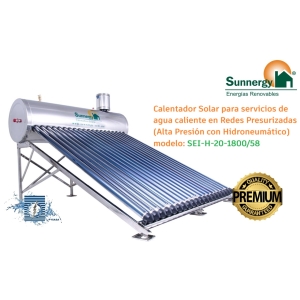 Calentador Solar para Servicios de Agua en Alta Presión (Hidroneumático) marca Sunnergy, 215 Litros Nominales