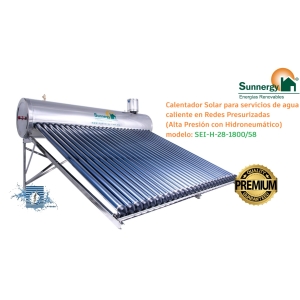 Calentador Solar para Servicios de Agua en Alta Presión (Hidroneumático) marca Sunnergy, 301 Litros Nominales