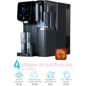 Dispensador y Purificador de Agua con 4 procesos de tratamiento con Osmosis Inversa, modelo GTIN-13.